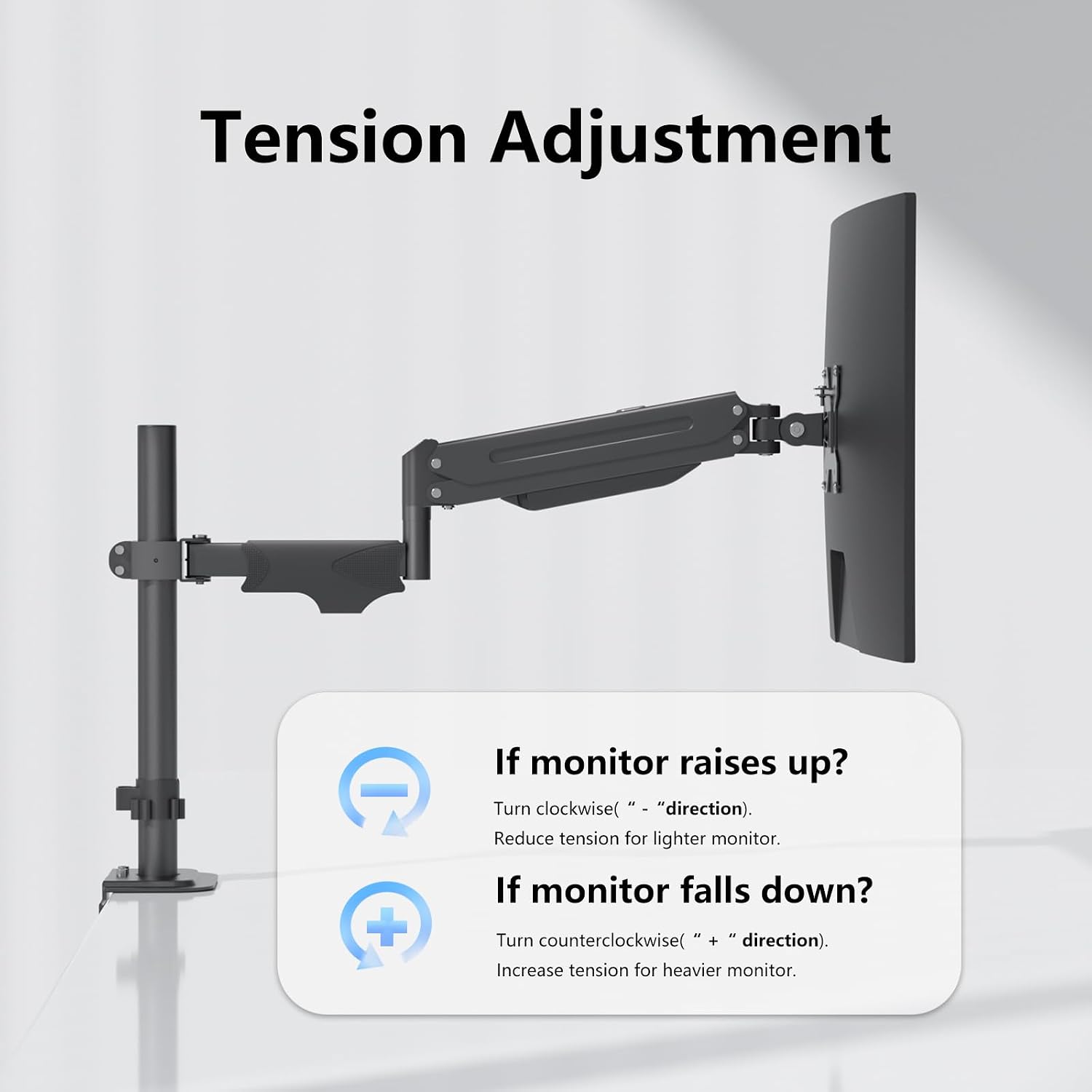 suptek Single Monitor Arm for Desk Mount Stand,Adjustable Monitor Arm for 17 to 32 inch Screen, Support Weight up to 22lbs, Mounting Holes 75x75mm to 100x100mm,Pneumatic Pole Mount Arm Black