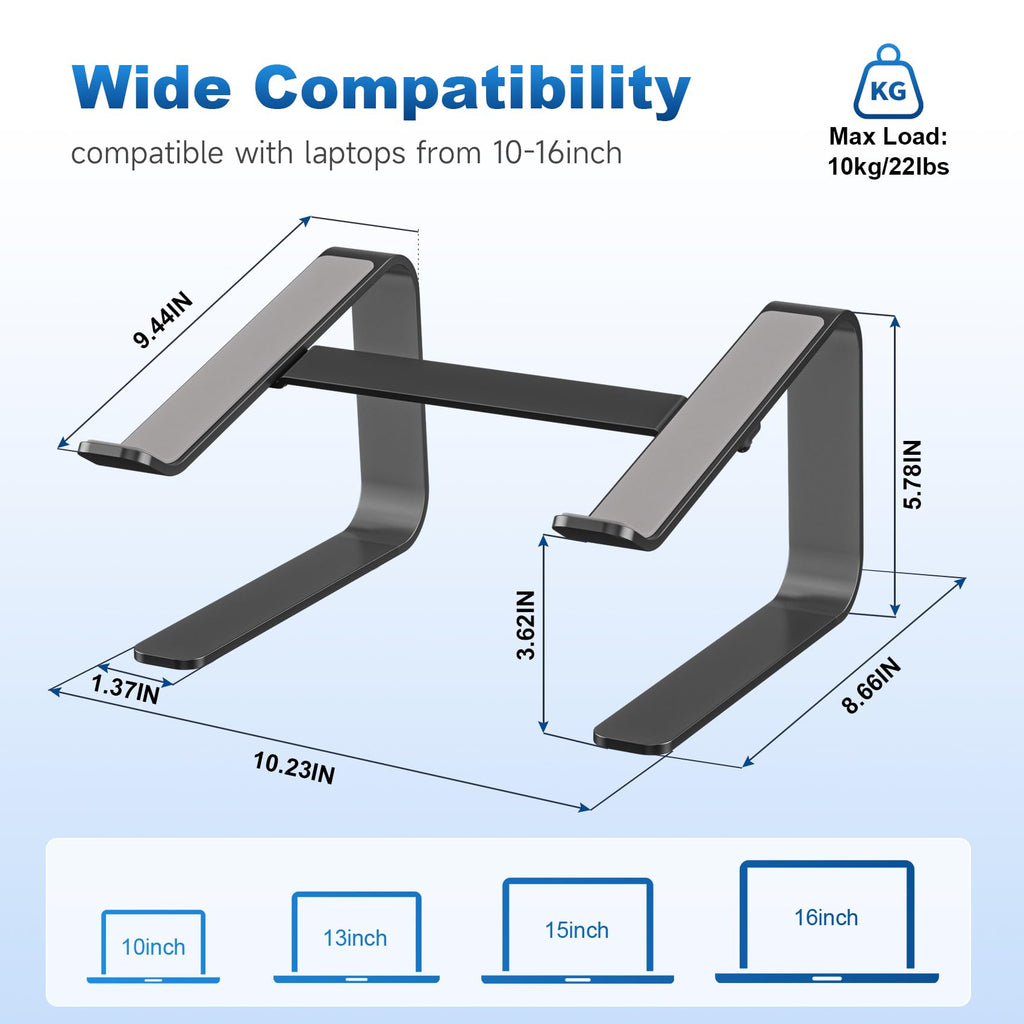 suptek Laptop Stand for Desk, Adjustable Computer Notebook Stand with 360° Rotating Base, Ergonomic Laptop Riser for Collaborative Work, Foldable & Portable Laptop Stand,fits for 11-17" Laptops,White