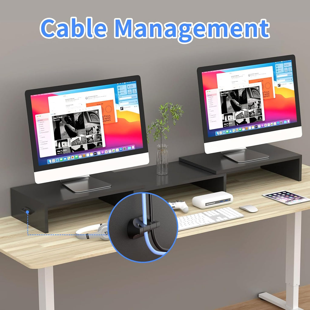 Pholiten Monitor Stand Riser with Adjustable Length and Swivel Angles | Extra Long Multifunctional Stand up to 48.2" Fit Computer Laptop Printer Max 44 lbs