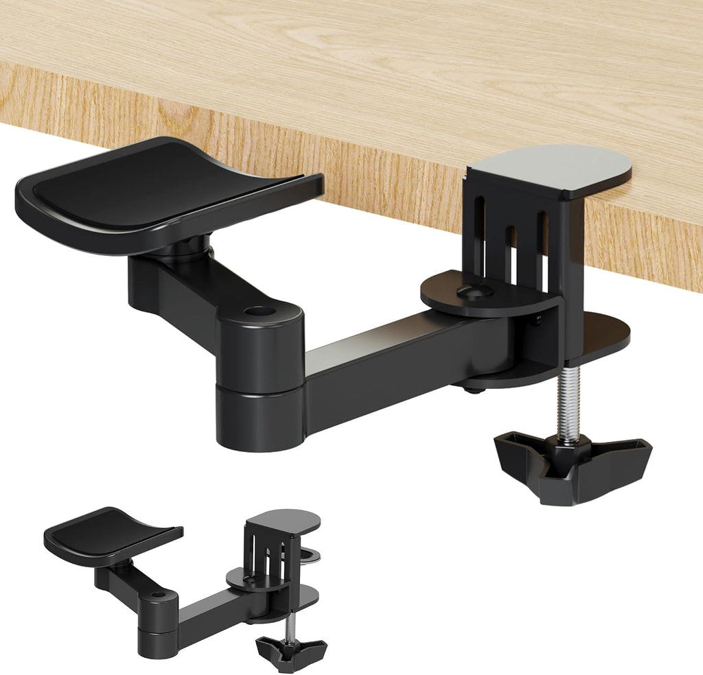 Pholiten Adjustable Arm Rest for Desk，Universal Clamp-on Adjustable Armrest, Above Table Extension Platform Arm Support,Black