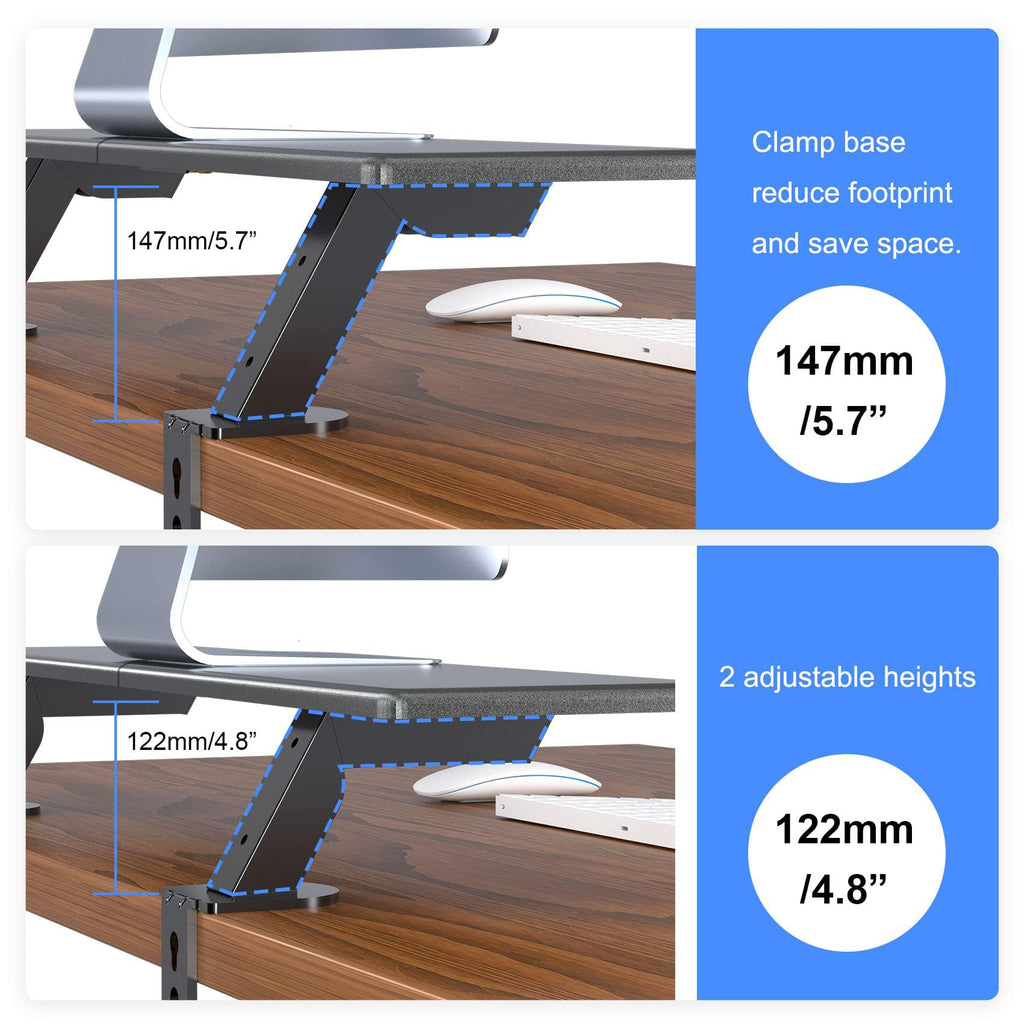 suptek Double-Deck Desk Monitor Stand Riser for Computer,Laptop,Printer, Notebook and All Flat Screen Display with Vented Metal Platform and 4 Inches Height Underneath Storage (MST002)