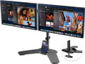 suptek Dual Monitor Mount Gas Spring Monitor Arm Desk Stand with Base,Free Standing Pneumatic Height Adjustable Monitor Stand for 17 to 34 inch,Holds up to 24.25 lbs,Black(ML8SPX)