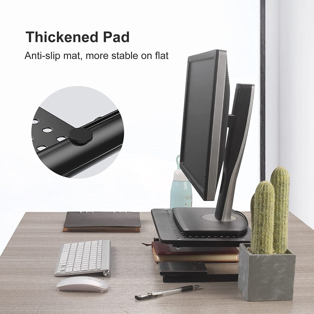 suptek Double-Deck Desk Monitor Stand Riser for Computer,Laptop,Printer, Notebook and All Flat Screen Display with Vented Metal Platform and 4 Inches Height Underneath Storage (MST002)