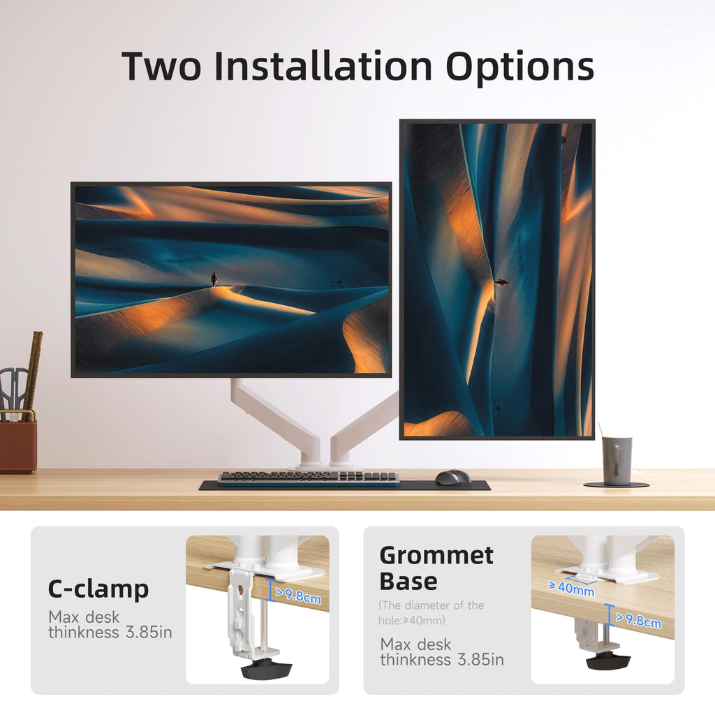 suptek Triple Monitor Mount for Most 17 to 32 inch Screens,Gas Springs Adjustment Triple Monitor Desk Mount Stand with Clamp & Grommet Kit,Black(MD8003)