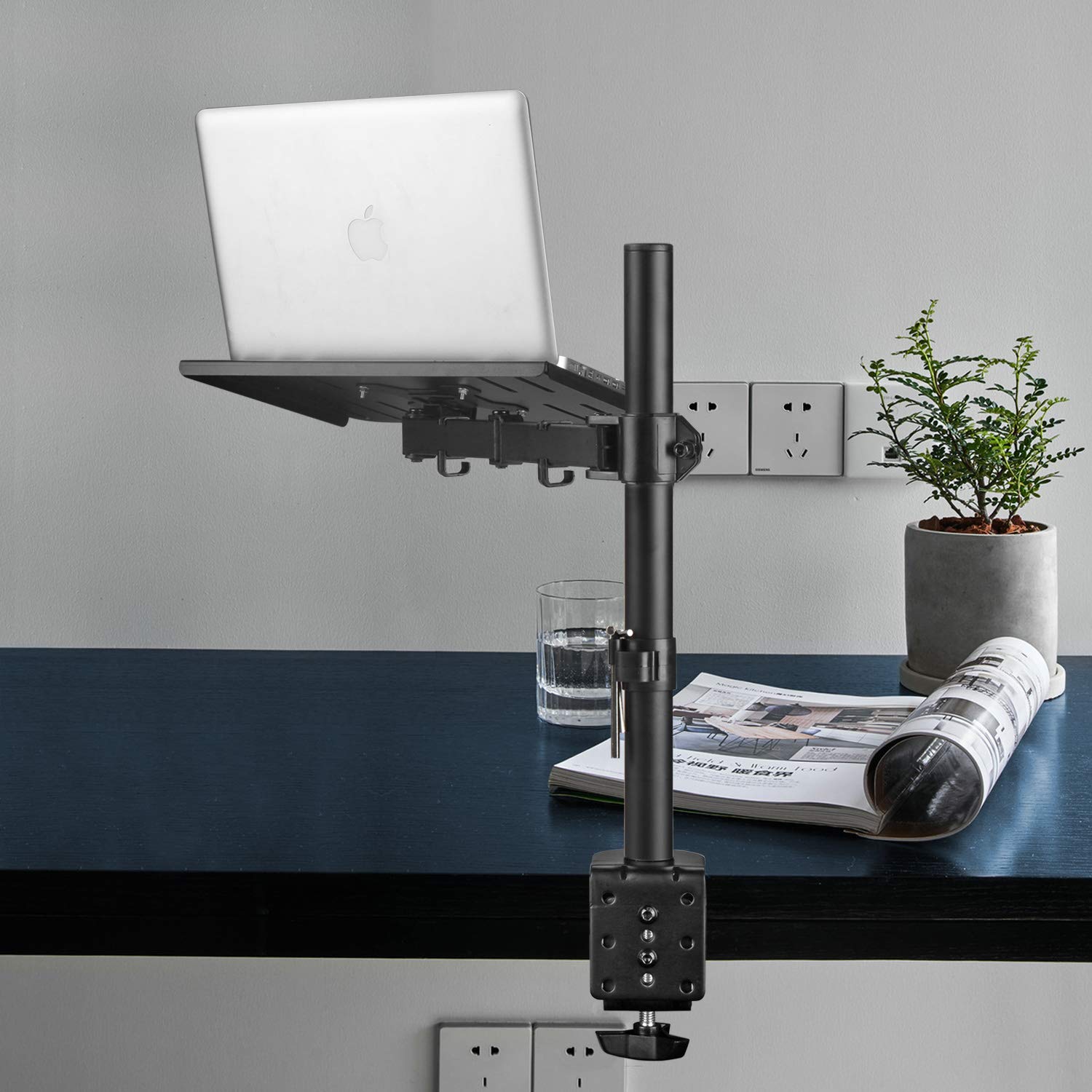 Suptek Monitor Laptop Mount Stand, 2 in 1 Function Dual Monitor Arms Desk Mount for 13"-18" Notebook and 17"-32" Monitor with Laptop Tray,Holds up to 22lbs
