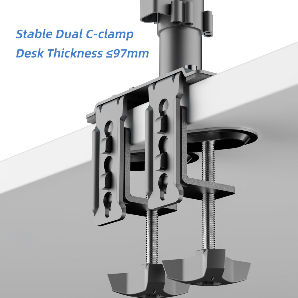suptek Triple Monitor Mount for Most 17 to 32 inch Screens,Gas Springs Adjustment Triple Monitor Desk Mount Stand with Clamp & Grommet Kit,Black(MD8003)