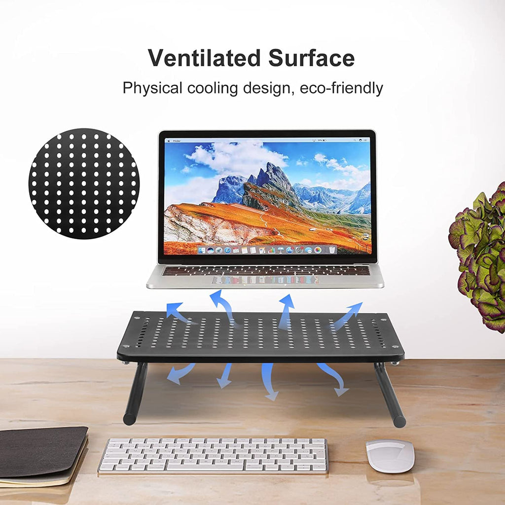 suptek Double-Deck Desk Monitor Stand Riser for Computer,Laptop,Printer, Notebook and All Flat Screen Display with Vented Metal Platform and 4 Inches Height Underneath Storage (MST002)