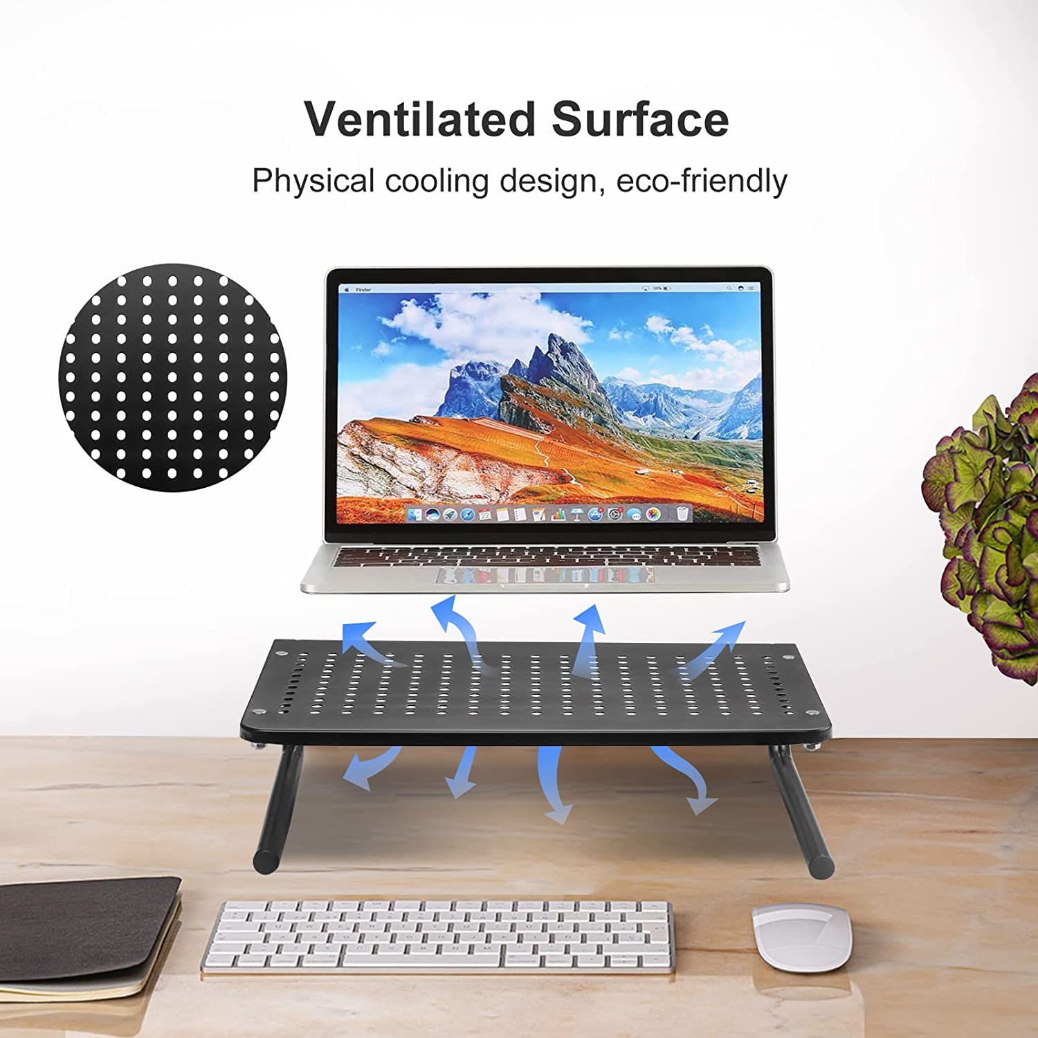 suptek Double-Deck Desk Monitor Stand Riser for Computer,Laptop,Printer, Notebook and All Flat Screen Display with Vented Metal Platform and 4 Inches Height Underneath Storage (MST002)