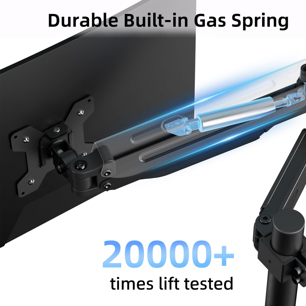 suptek Triple Monitor Mount for Most 17 to 32 inch Screens,Gas Springs Adjustment Triple Monitor Desk Mount Stand with Clamp & Grommet Kit,Black(MD8003)