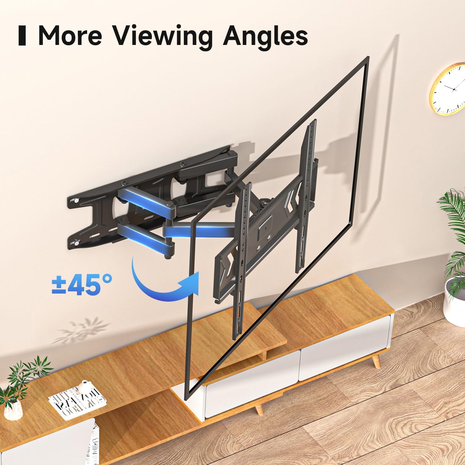 Suptek Full Motion TV Wall Mount for 32-60 Inch TVs, Swivel & Tilt Adjustable Bracket, Dual Articulating Arms, Fits 16" Studs, Max VESA 400x400mm, Supports Up to 99lbs, MA001