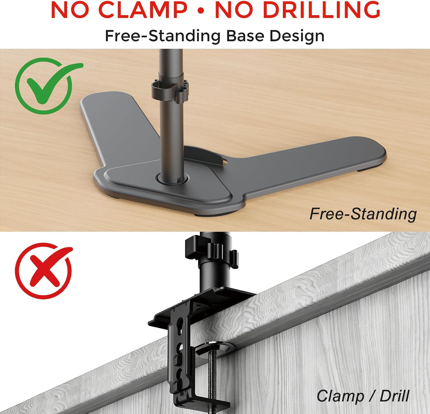 suptek Dual Monitor Mount Gas Spring Monitor Arm Desk Stand with Base,Free Standing Pneumatic Height Adjustable Monitor Stand for 17 to 34 inch,Holds up to 24.25 lbs,Black(ML8SPX)