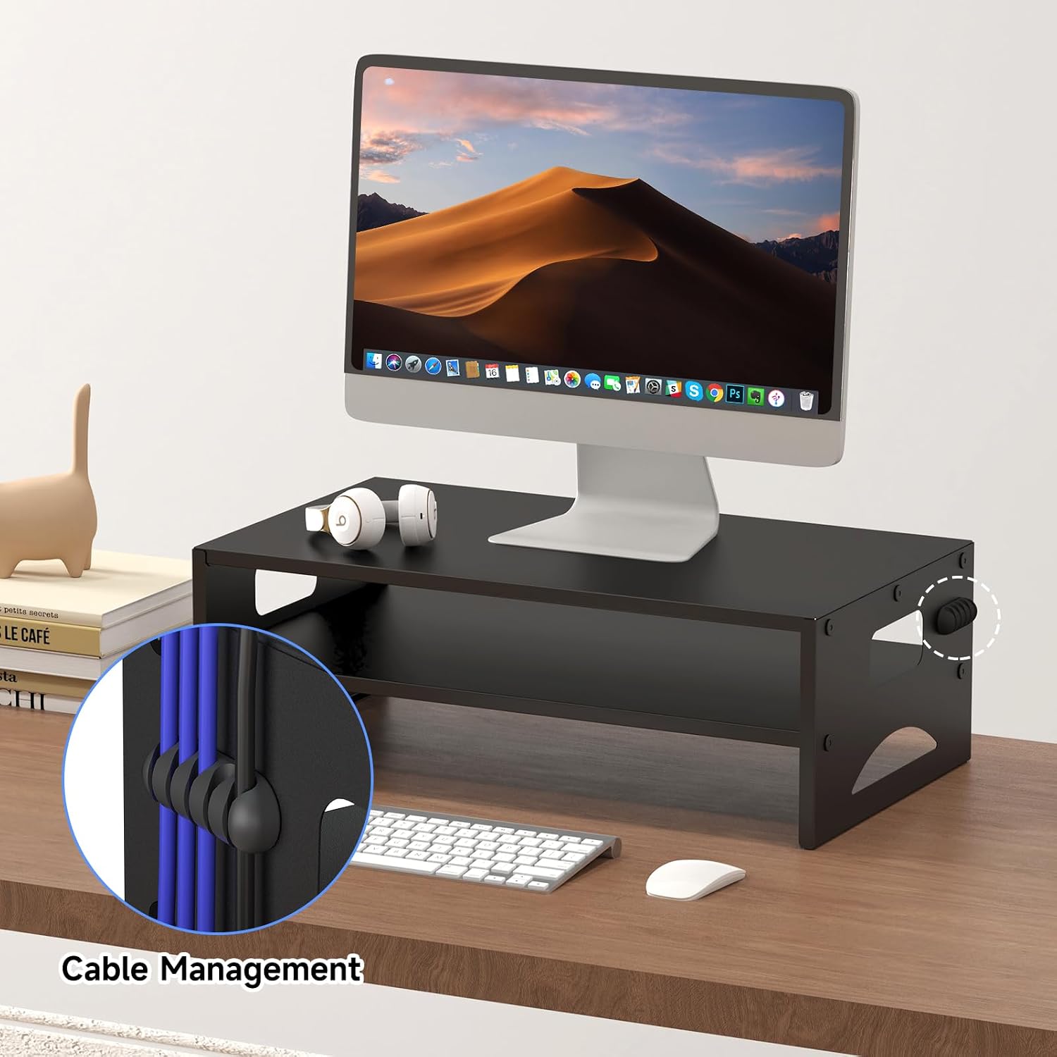 Pholiten Monitor Stand Riser with Adjustable Length and Swivel Angles | Extra Long Multifunctional Stand up to 48.2" Fit Computer Laptop Printer Max 44 lbs
