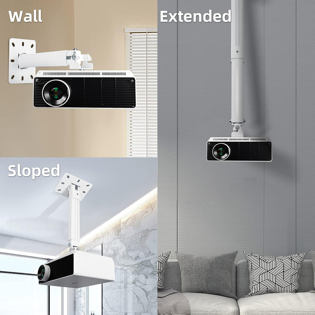 suptek Projector Ceiling Mount Bracket Fits Flat or Sloped Ceiling Height Adjustable with Extendable Length 30.7-49.21inch,for LCD/DLP Projectors,Black (PR05LB)