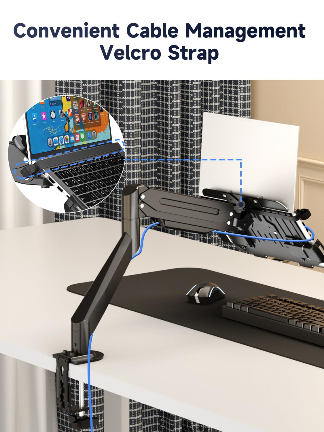 Suptek Monitor Laptop Mount Stand, 2 in 1 Function Dual Monitor Arms Desk Mount for 13"-18" Notebook and 17"-32" Monitor with Laptop Tray,Holds up to 22lbs
