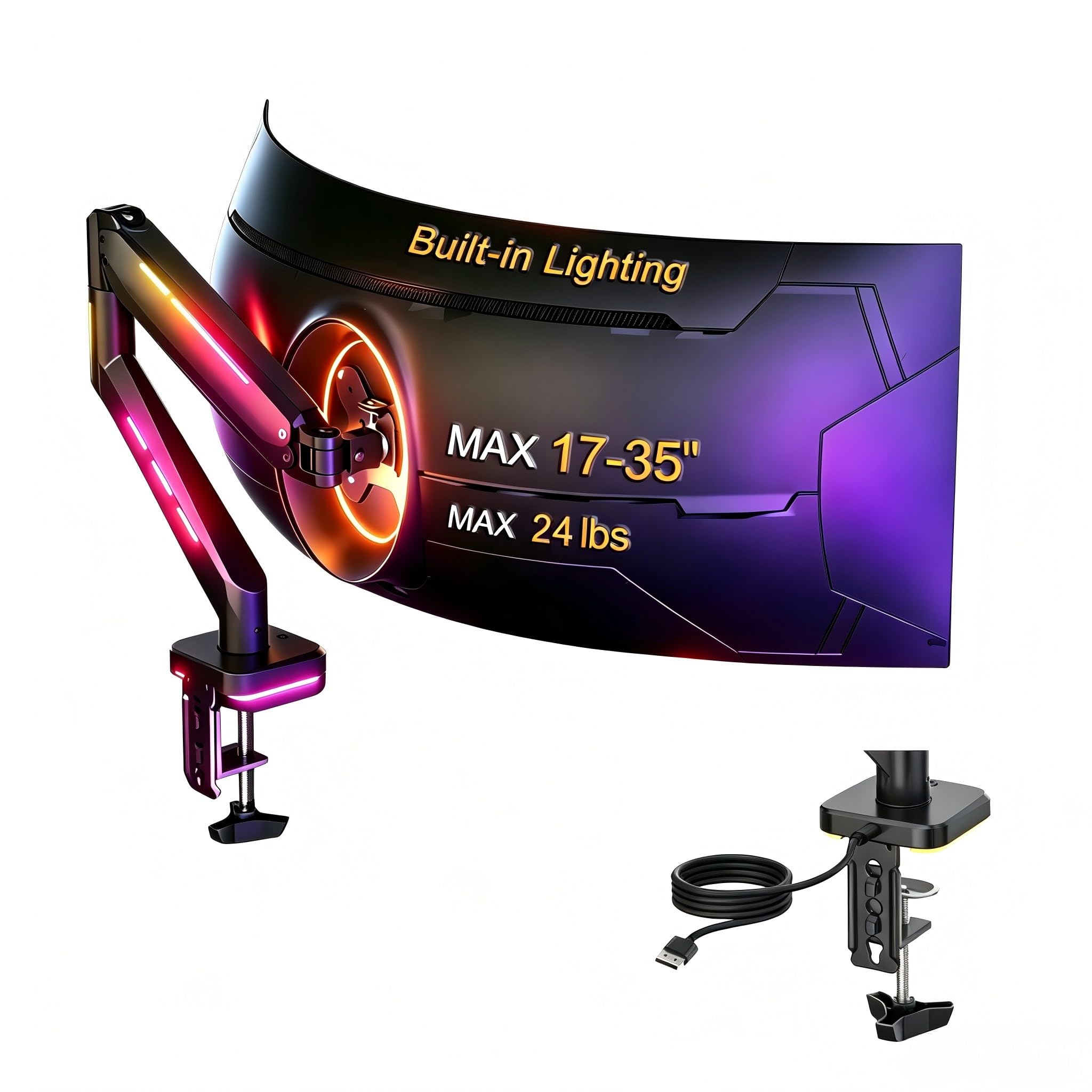 Suptek Single Monitor Arm Fully Adjustable for 17-34-35 Inch Screens | VESA Monitor Mount with Quick Install, Computer Monitor Stand for 32” Monitors, Desk Monitor Mount Holds 24lbs, VESA 75/100mm