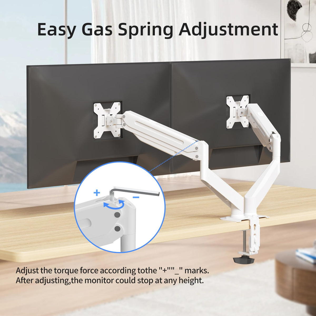 suptek Triple Monitor Mount for Most 17 to 32 inch Screens,Gas Springs Adjustment Triple Monitor Desk Mount Stand with Clamp & Grommet Kit,Black(MD8003)