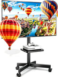 Suptek Rolling TV Stand Height Adjustable for 23-55-65 Inch LCD LED TV | Tilt Mobile TV Stand Holds up to 88lbs, Outdoor TV Stands Wheels with Shelf, Portable TV Stand for Living Room VESA 400x400