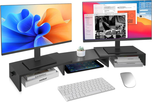 Pholiten Monitor Stand Riser with Adjustable Length and Swivel Angles | Extra Long Multifunctional Stand up to 48.2" Fit Computer Laptop Printer Max 44 lbs