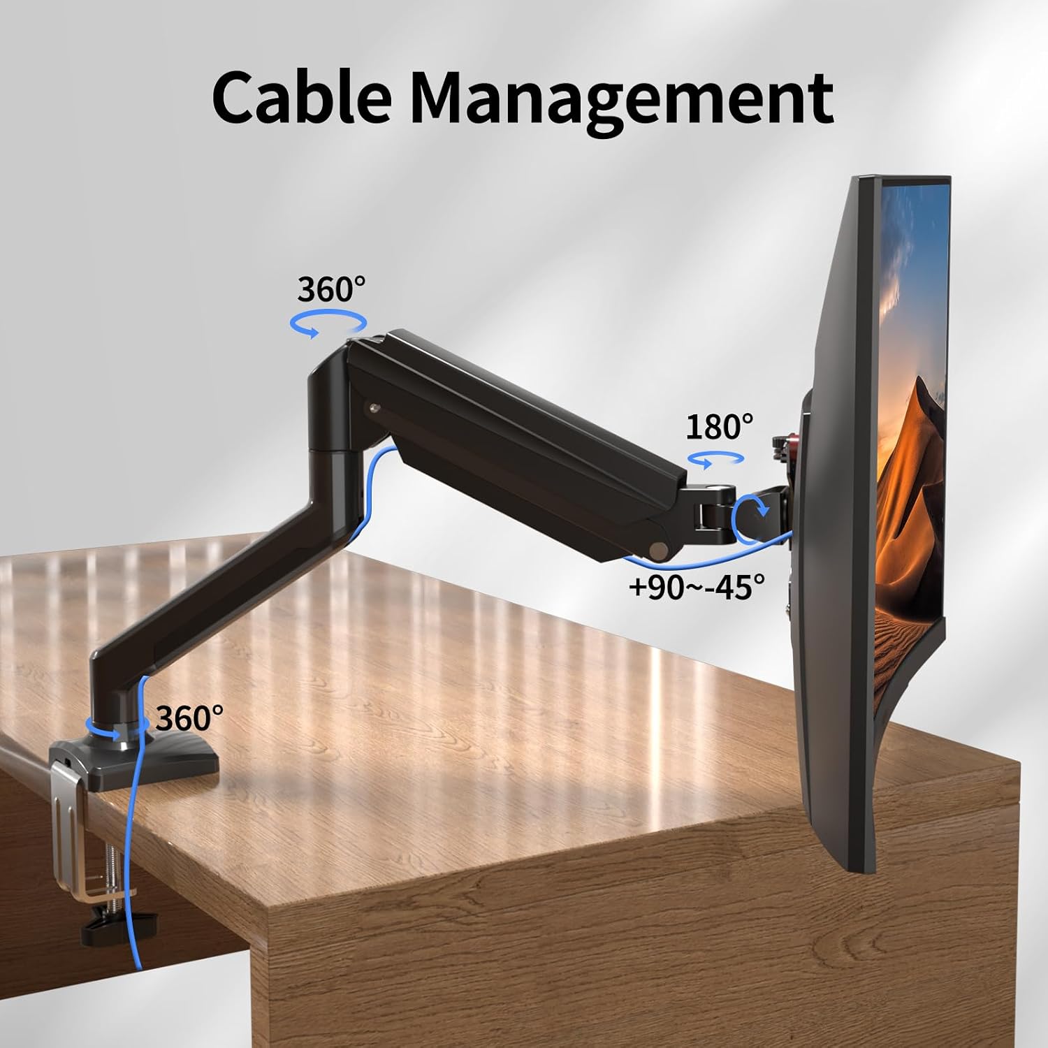 suptek Single Monitor Arm Mount for 13-32 inch, Adjustable Gas Spring Monitor Arm Desk Mount Stand for 4.4-19.8lbs, with VESA Mount 75x75/100x100mm