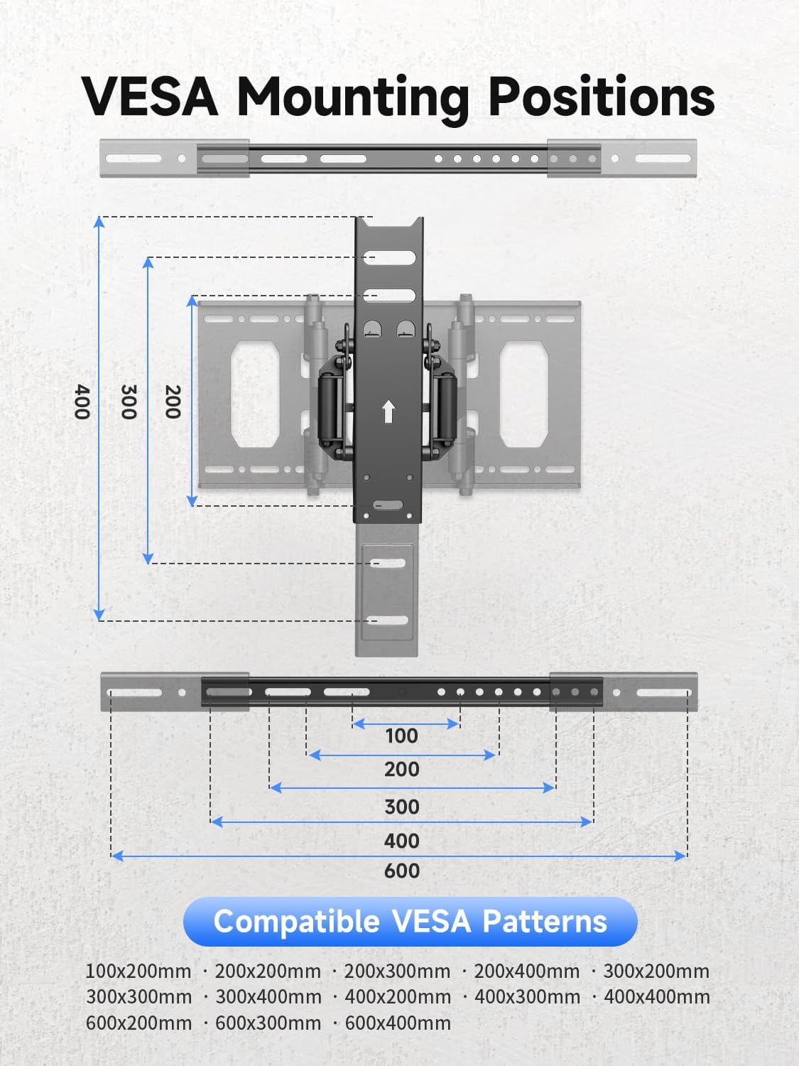 Suptek Ultra Slim TV Wall Mount Full Motion for 43-90” Large Screen | 1.38in slim mount, ±45° swivel, spring anti-glare tilt, 11.8in extend, VESA 600x400, holds 132lbs media room