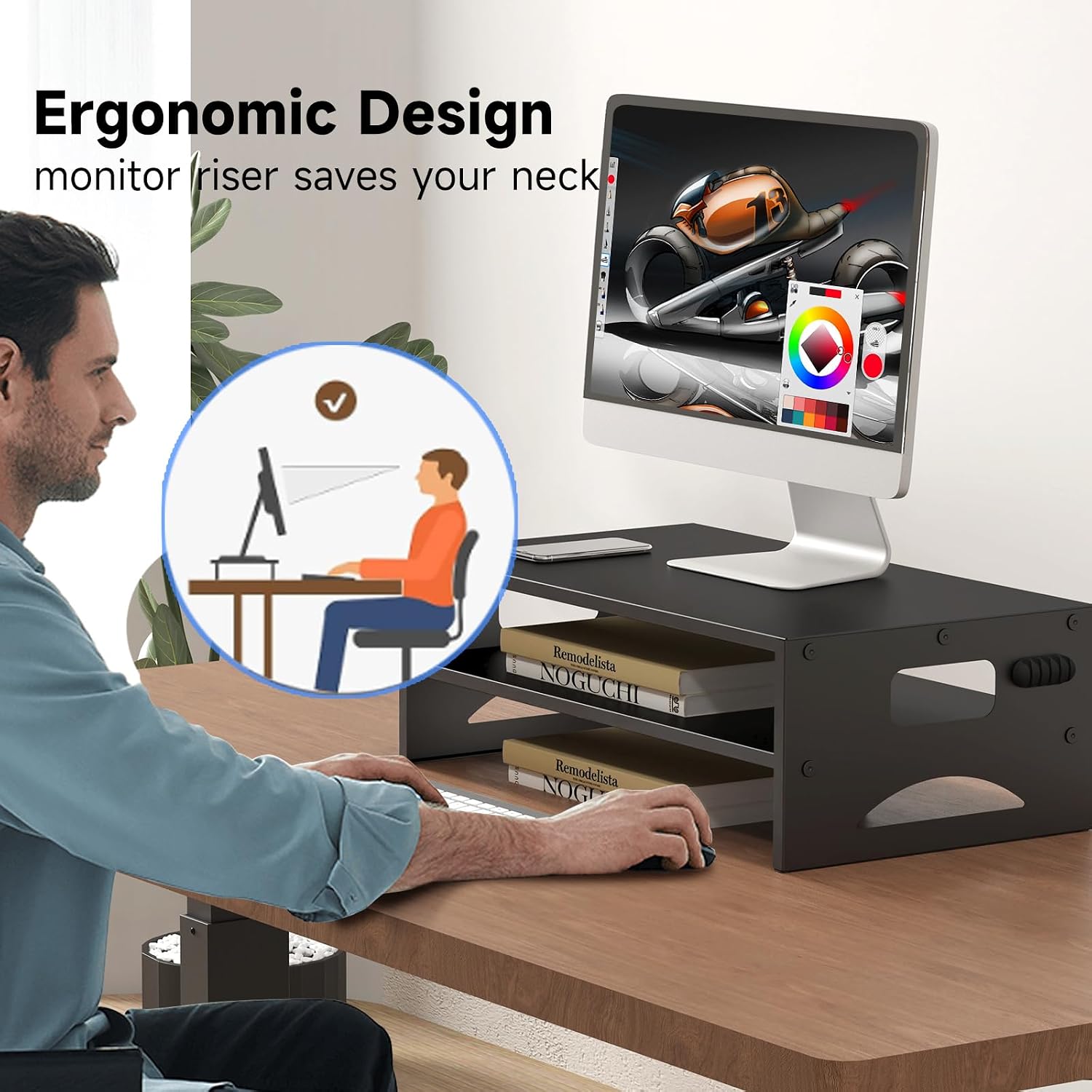 Pholiten Monitor Stand Riser with Adjustable Length and Swivel Angles | Extra Long Multifunctional Stand up to 48.2" Fit Computer Laptop Printer Max 44 lbs