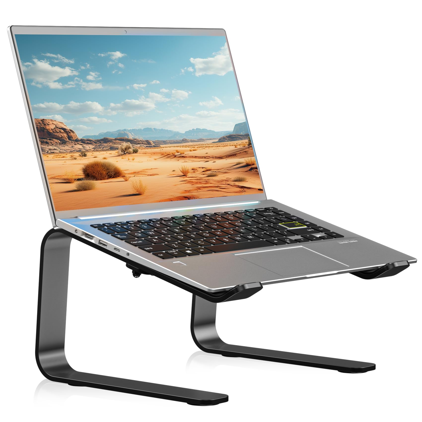 suptek Laptop Stand for Desk, Adjustable Computer Notebook Stand with 360° Rotating Base, Ergonomic Laptop Riser for Collaborative Work, Foldable & Portable Laptop Stand,fits for 11-17" Laptops,White