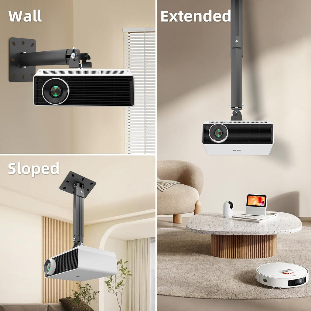suptek Projector Ceiling Mount Bracket Fits Flat or Sloped Ceiling Height Adjustable with Extendable Length 30.7-49.21inch,for LCD/DLP Projectors,Black (PR05LB)