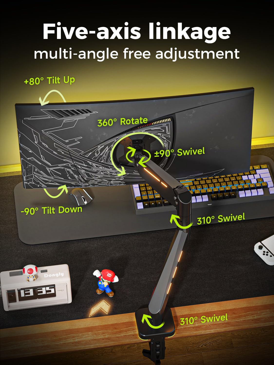 Suptek Single Monitor Arm Fully Adjustable for 17-34-35 Inch Screens | VESA Monitor Mount with Quick Install, Computer Monitor Stand for 32” Monitors, Desk Monitor Mount Holds 24lbs, VESA 75/100mm