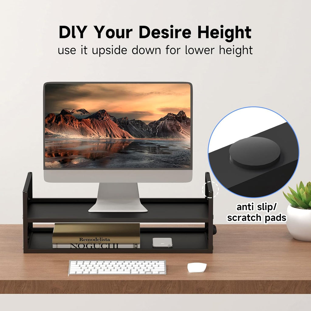 Pholiten Monitor Stand Riser with Adjustable Length and Swivel Angles | Extra Long Multifunctional Stand up to 48.2" Fit Computer Laptop Printer Max 44 lbs