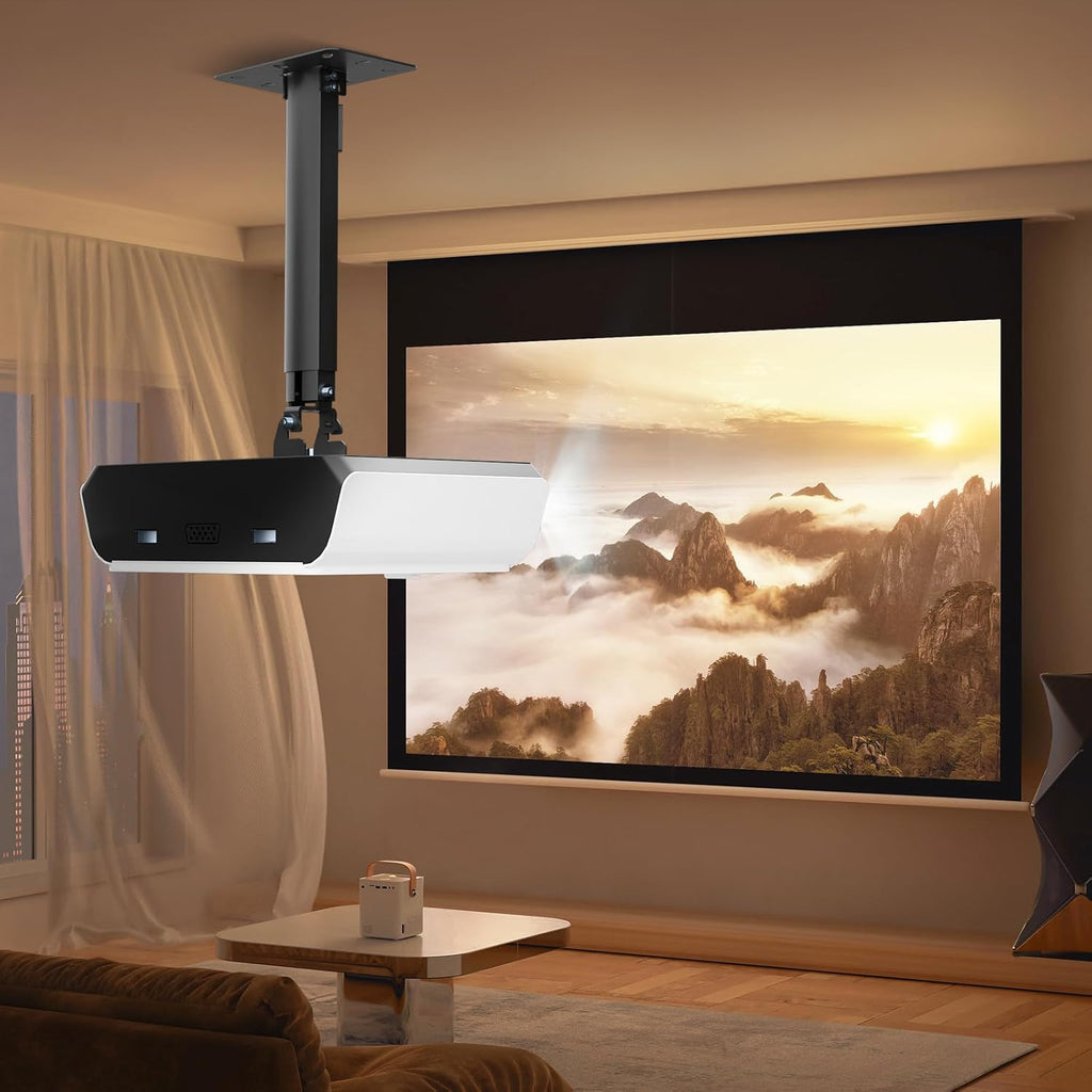 suptek Projector Ceiling Mount Bracket Fits Flat or Sloped Ceiling Height Adjustable with Extendable Length 30.7-49.21inch,for LCD/DLP Projectors,Black (PR05LB)
