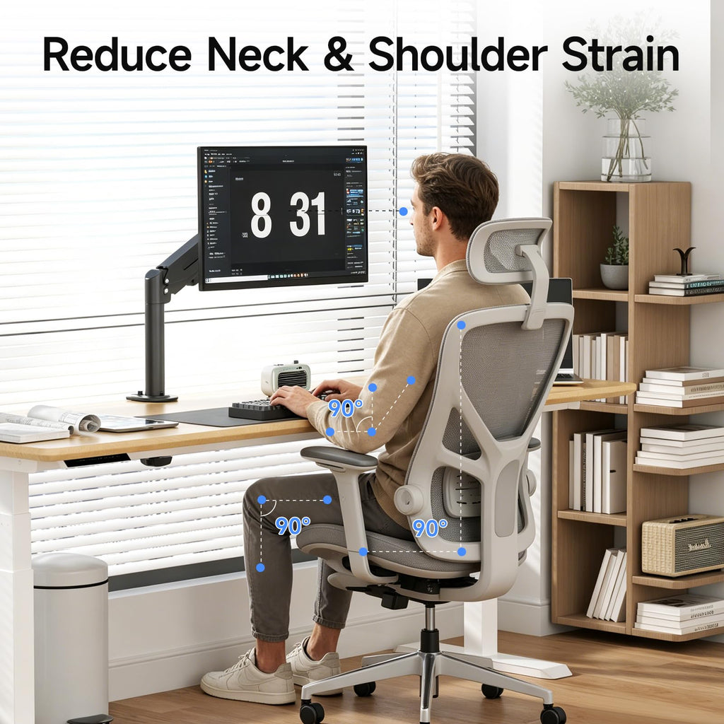 suptek Single Monitor Mount Gas Spring Arm Mount with Base,Free standing Pneumatic Height Adjustable Monitor Desk Stand for 17 to 35 inch,Holds up to 24.25lbs,Black(ML8XC)
