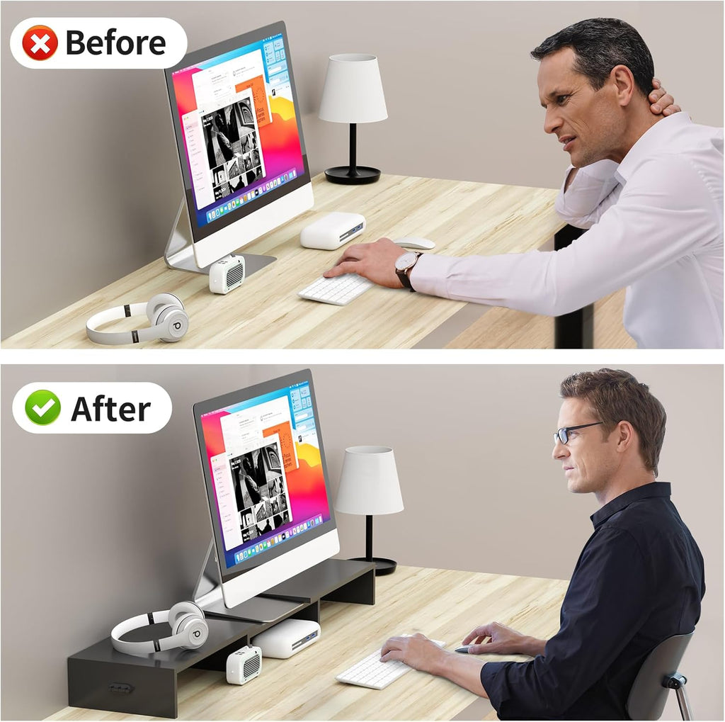 Pholiten Monitor Stand Riser with Adjustable Length and Swivel Angles | Extra Long Multifunctional Stand up to 48.2" Fit Computer Laptop Printer Max 44 lbs