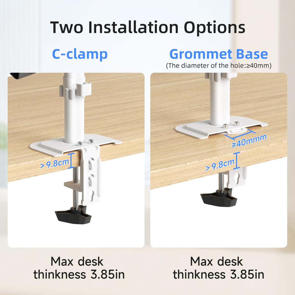 suptek Triple Monitor Mount for Most 17 to 32 inch Screens,Gas Springs Adjustment Triple Monitor Desk Mount Stand with Clamp & Grommet Kit,Black(MD8003)
