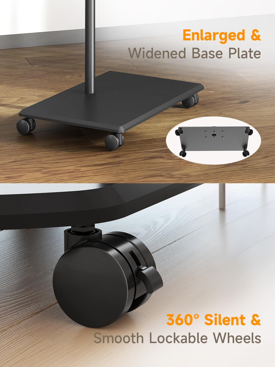suptek Mobile Desk Workstation with Monitor Mount for up to 32" Screen, Rolling Computer Cart on Wheels,Full Keyboard Tray, CPU Holder