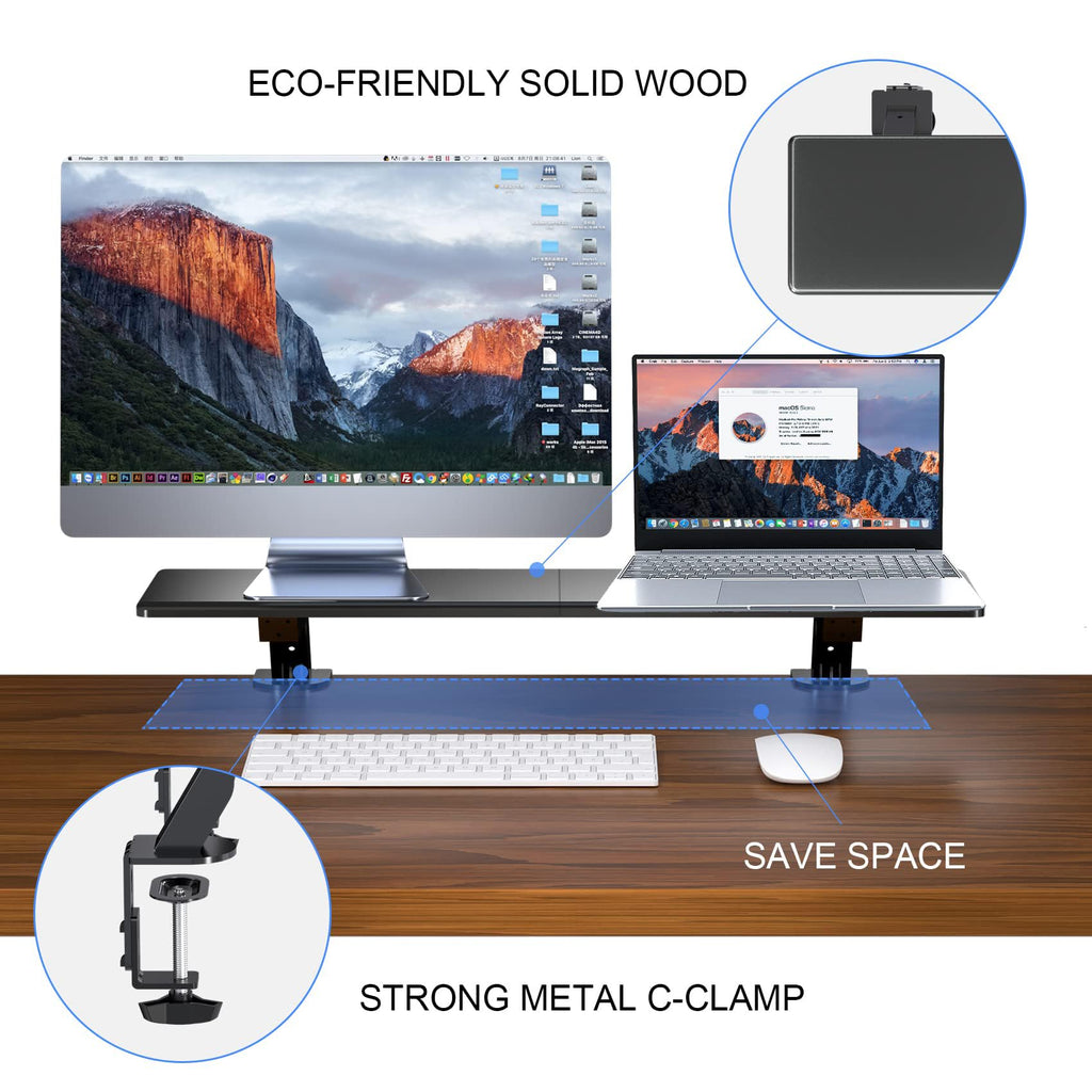 suptek Double-Deck Desk Monitor Stand Riser for Computer,Laptop,Printer, Notebook and All Flat Screen Display with Vented Metal Platform and 4 Inches Height Underneath Storage (MST002)