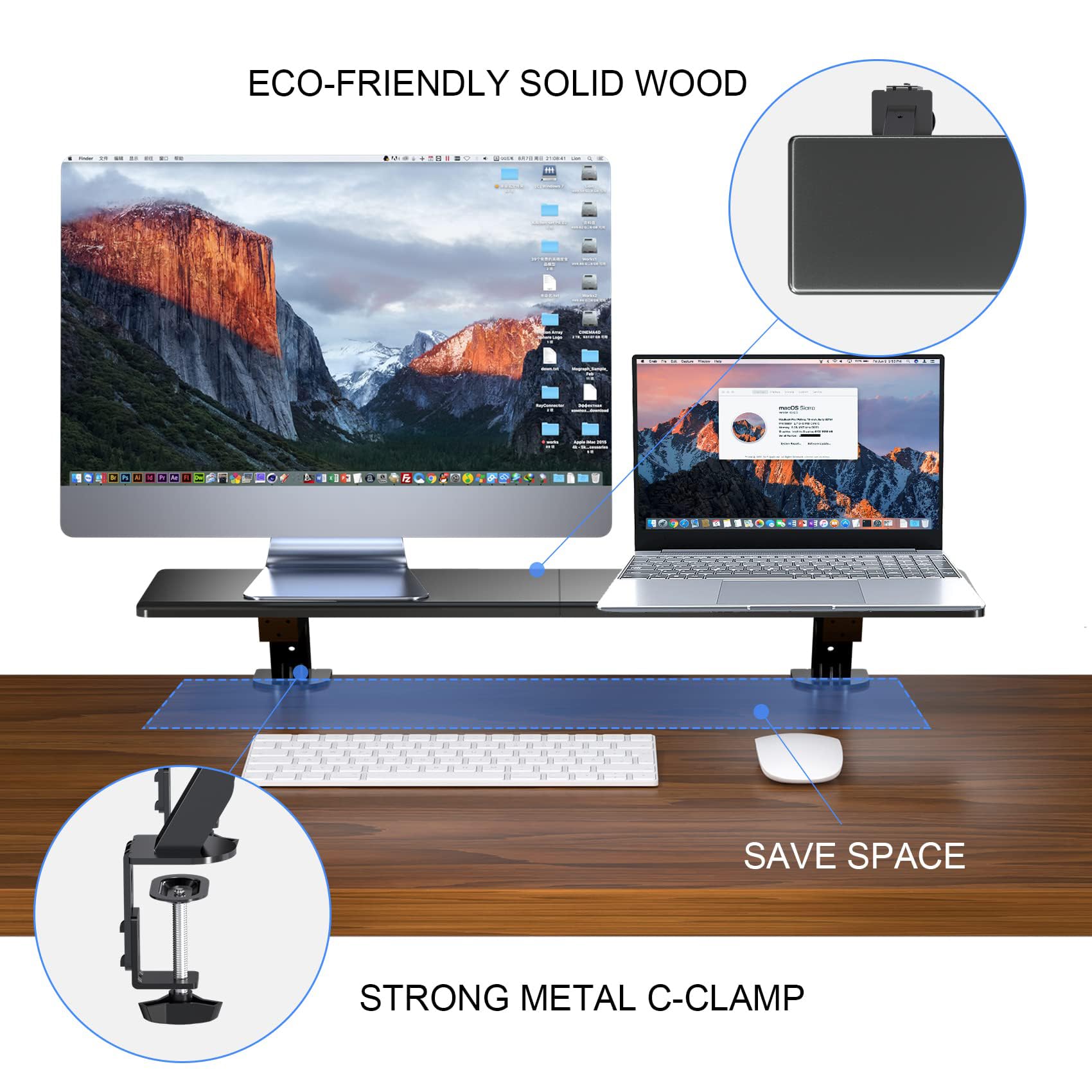 suptek Double-Deck Desk Monitor Stand Riser for Computer,Laptop,Printer, Notebook and All Flat Screen Display with Vented Metal Platform and 4 Inches Height Underneath Storage (MST002)
