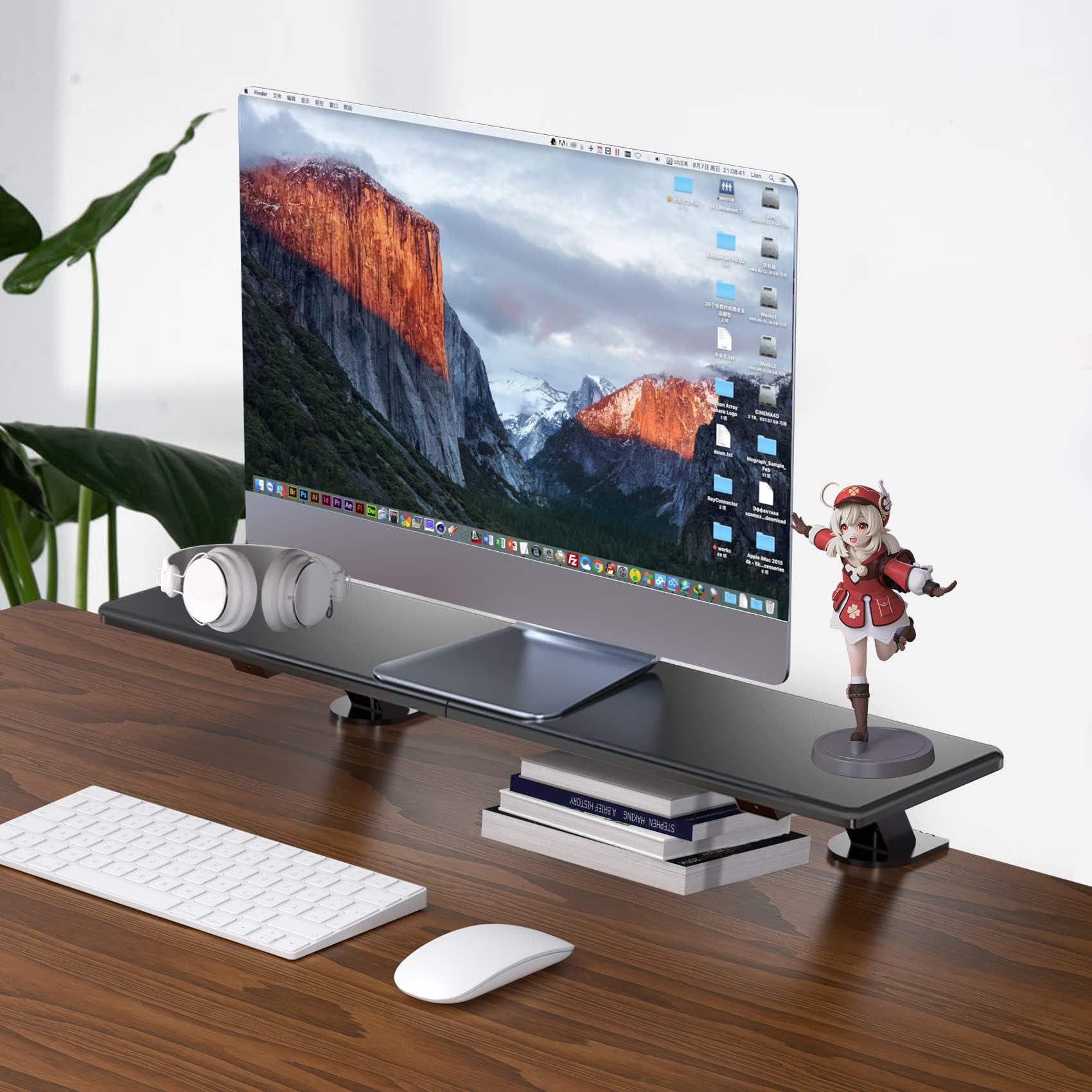 suptek Double-Deck Desk Monitor Stand Riser for Computer,Laptop,Printer, Notebook and All Flat Screen Display with Vented Metal Platform and 4 Inches Height Underneath Storage (MST002)