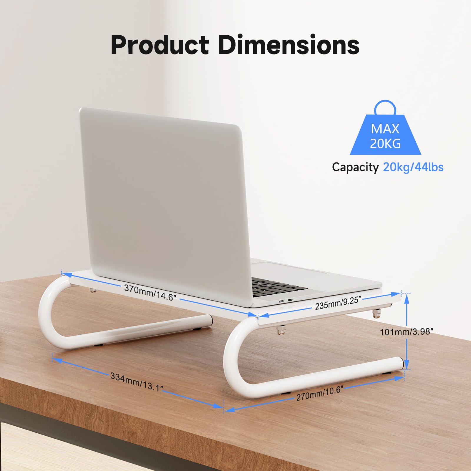 suptek Double-Deck Desk Monitor Stand Riser for Computer,Laptop,Printer, Notebook and All Flat Screen Display with Vented Metal Platform and 4 Inches Height Underneath Storage (MST002)