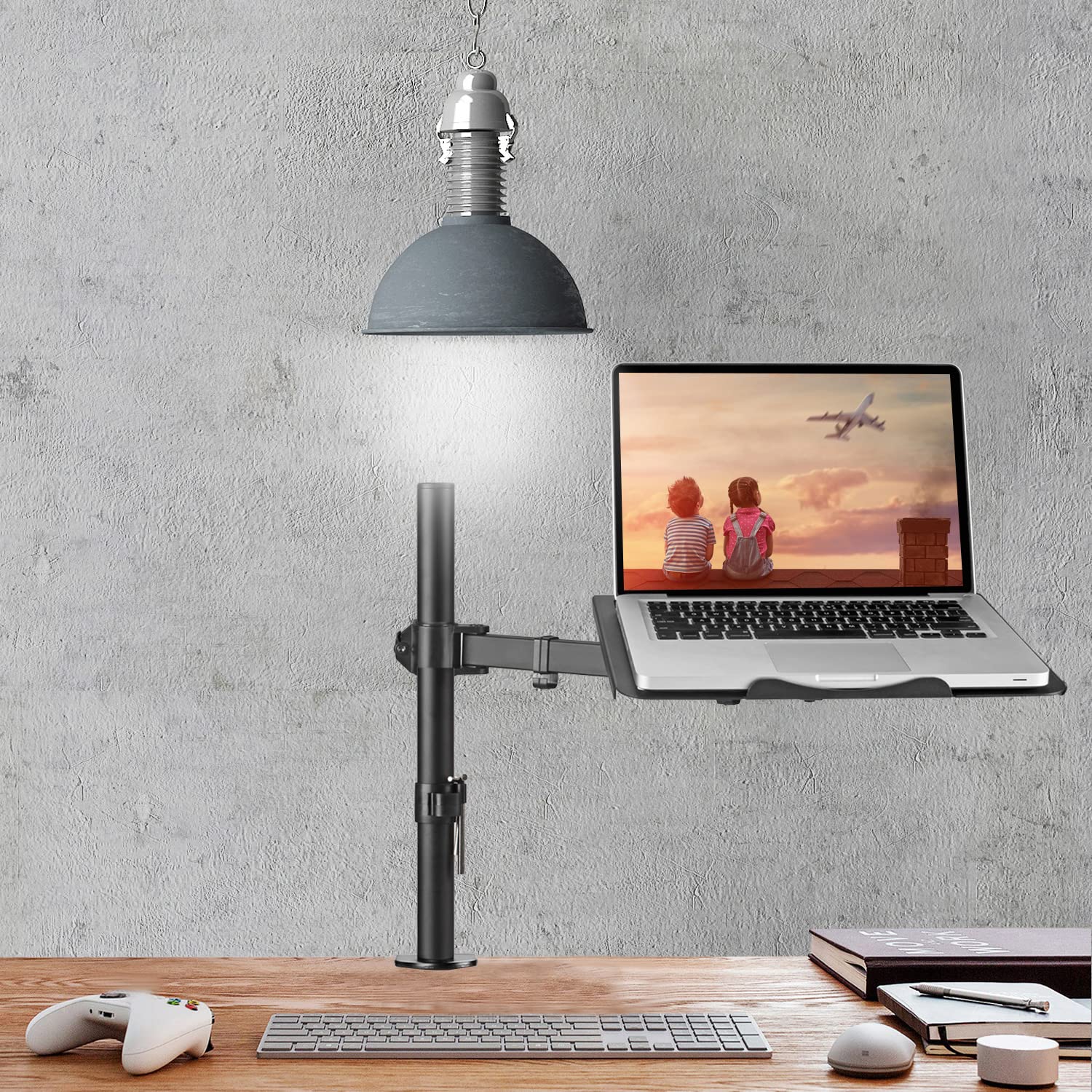 Suptek Monitor Laptop Mount Stand, 2 in 1 Function Dual Monitor Arms Desk Mount for 13"-18" Notebook and 17"-32" Monitor with Laptop Tray,Holds up to 22lbs