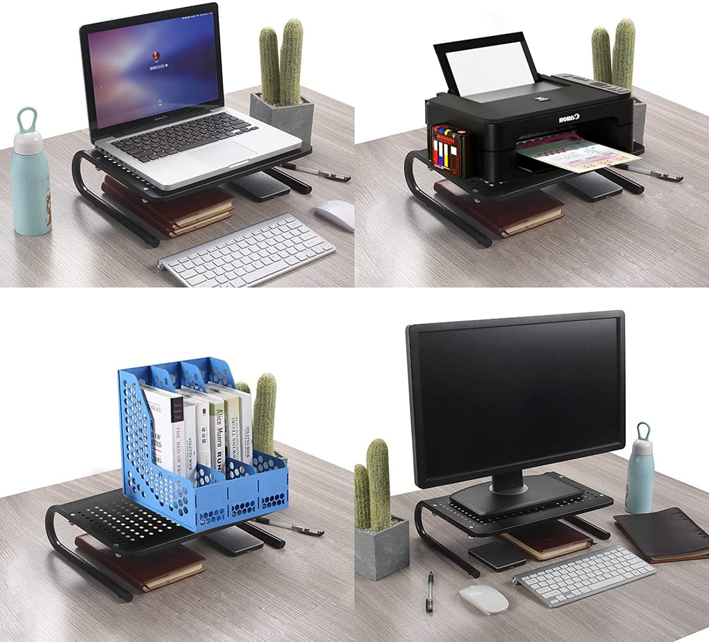 suptek Double-Deck Desk Monitor Stand Riser for Computer,Laptop,Printer, Notebook and All Flat Screen Display with Vented Metal Platform and 4 Inches Height Underneath Storage (MST002)