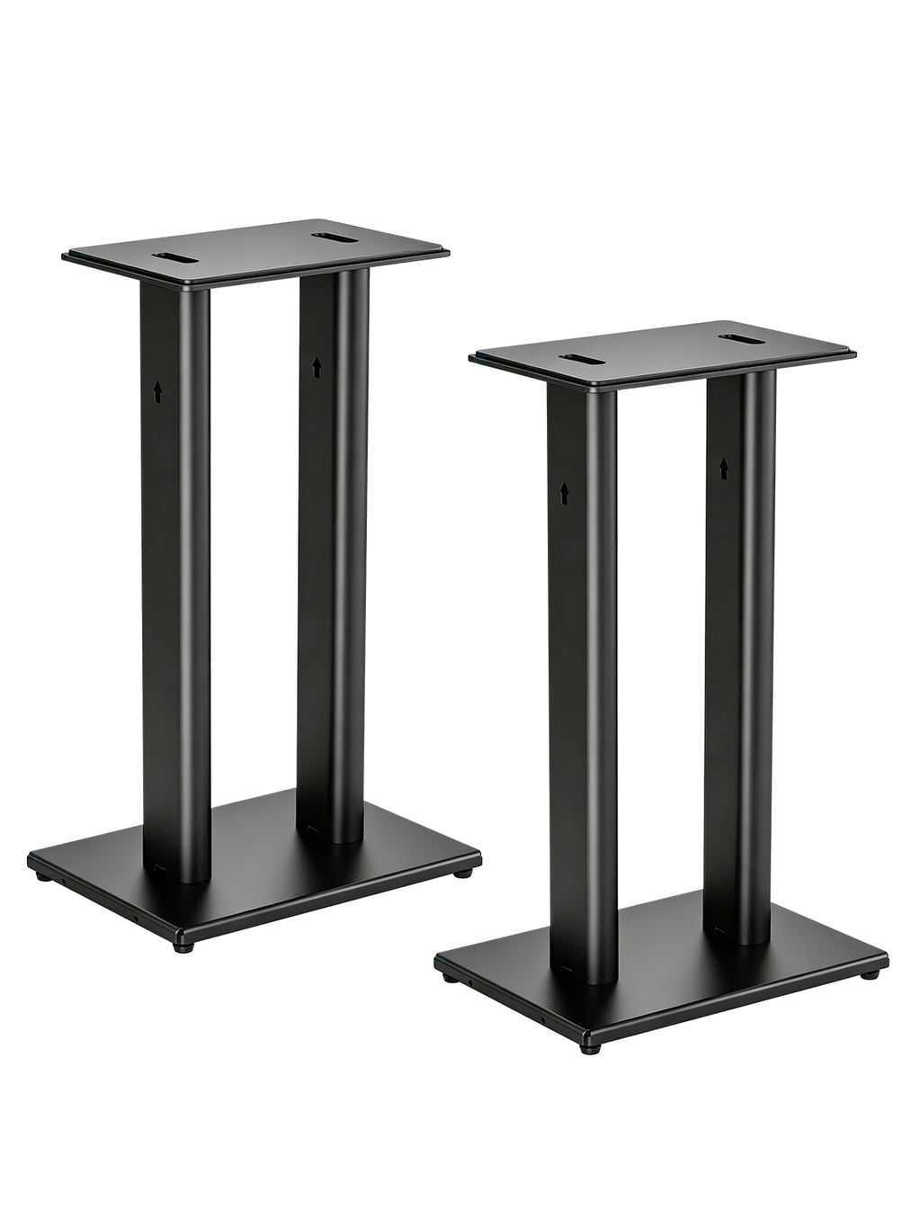 suptek 23.44" Universal Speaker Stand Pair - Double Tubes Heavy Duty Bookshelf Floor Speaker Stands Support 55lbs, Sturdy Base for Studio Monitors, PC, Gaming & Home Audio, Black, SDM003XLH